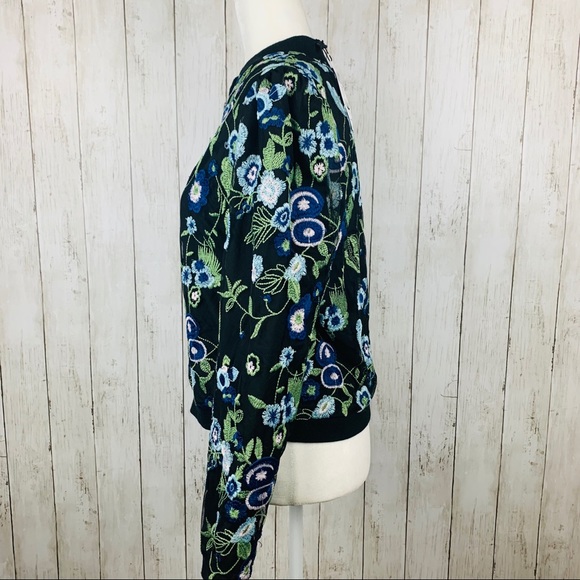 🔥BCBGENERATION🔥NAVY FLORAL JACQUARD BOMBER JACKET MEDIUM NWT - Picture 3 of 7